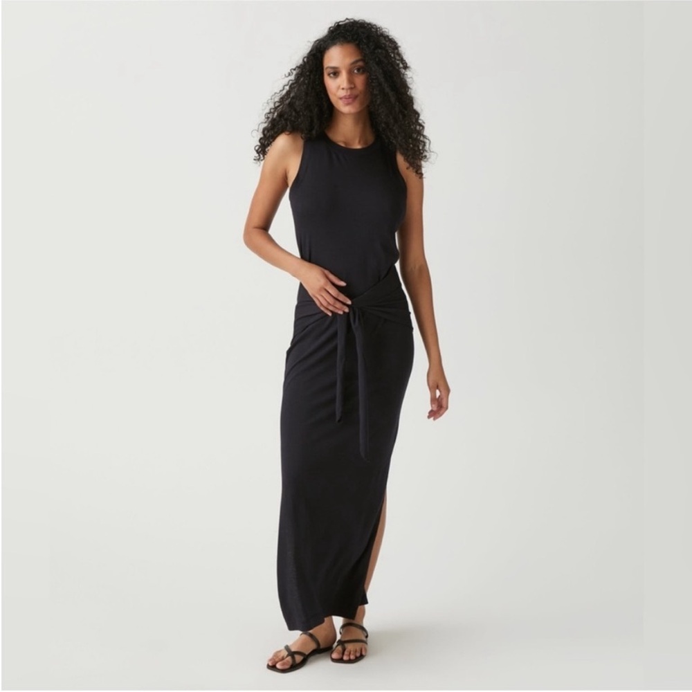 Michael Stars Black Solange Tie Waist Column Dress M - Picture 3 of 9